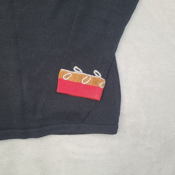 Vintage 90s STORYBOOK KNITS Rooster Cottage Cardigan Sweater Womens XS Black - Picture 8 of 11